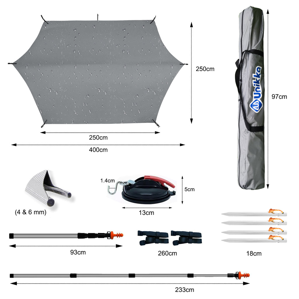 unico sonnensegel Unikka ComfortX Sonnensegel für PKW & kleine Fahrzeuge