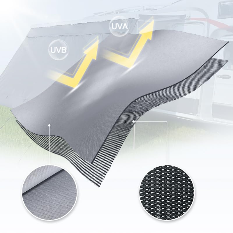 Unikka Awning Sun & Regen Blocker Front Wall & Side Walls voor Camper Van, Motorhome en Caravan Minibus Afscherming Muur Made Tweelaags Ontwerp (350